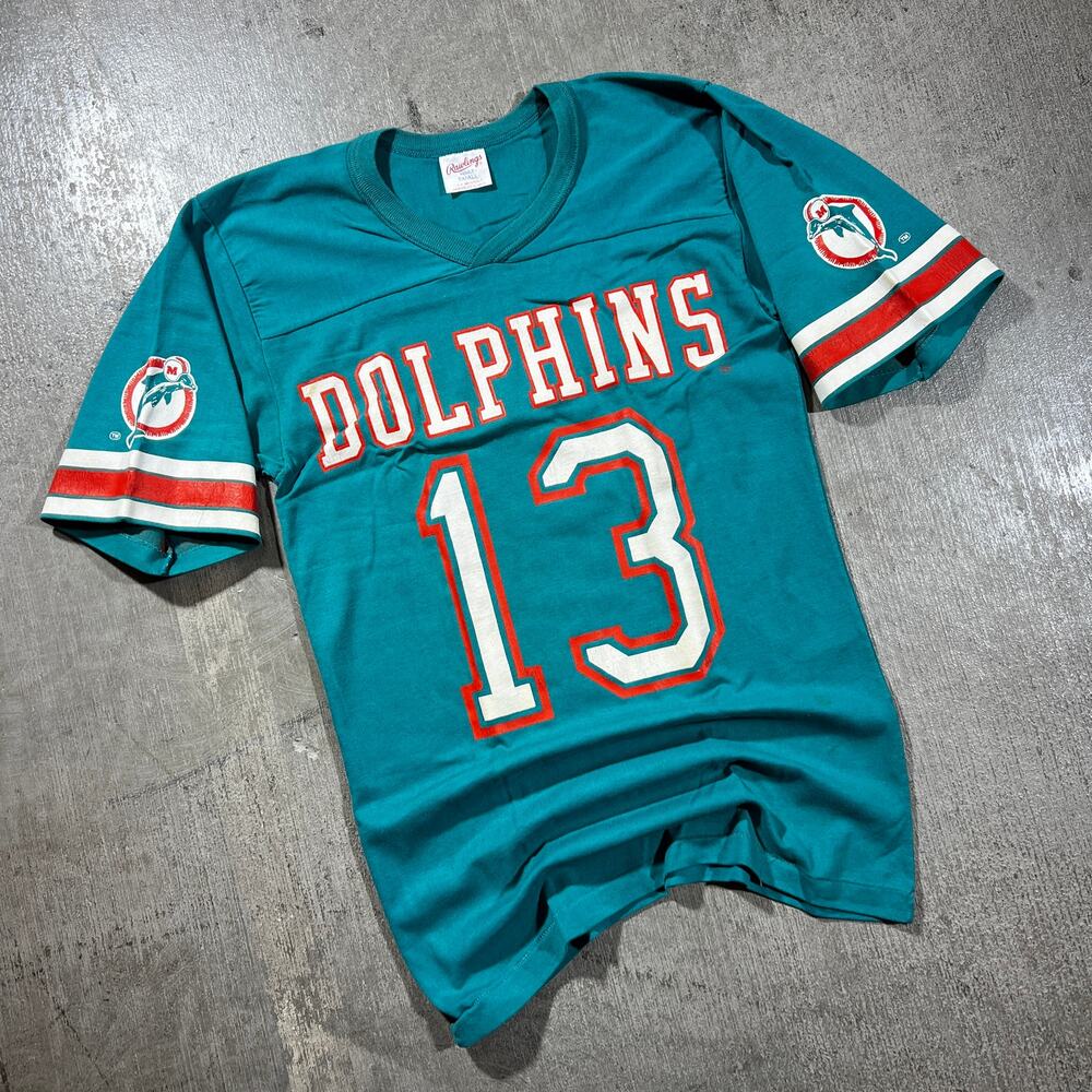 Vintage 80s Rawlings Miami Dolphins #13 Dan Marino Jersey Tee Small - Picture 1 of 5